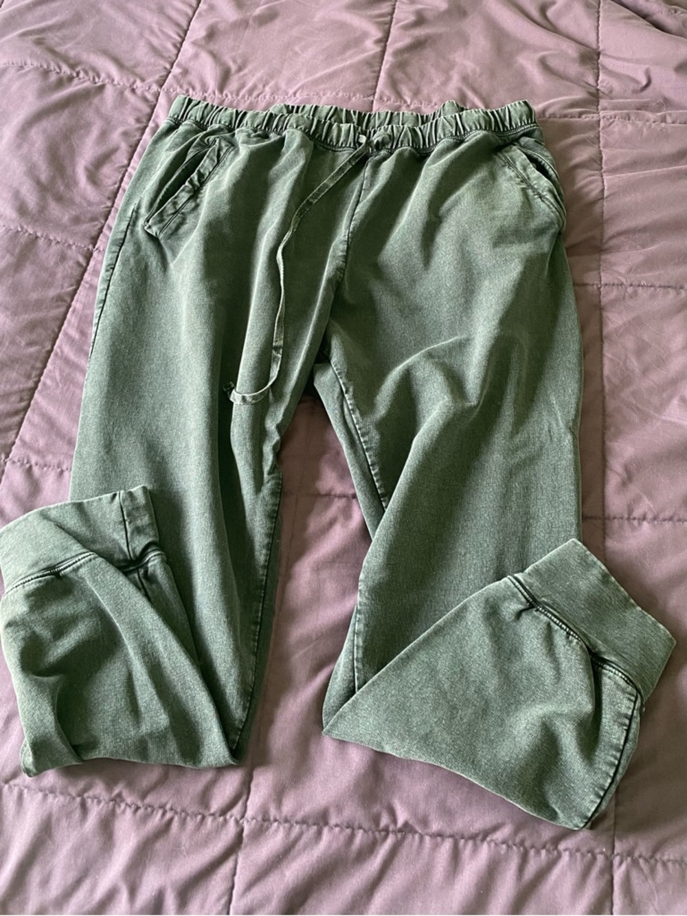 Coldwater Creek Faded Black Green Drawstring Joggers